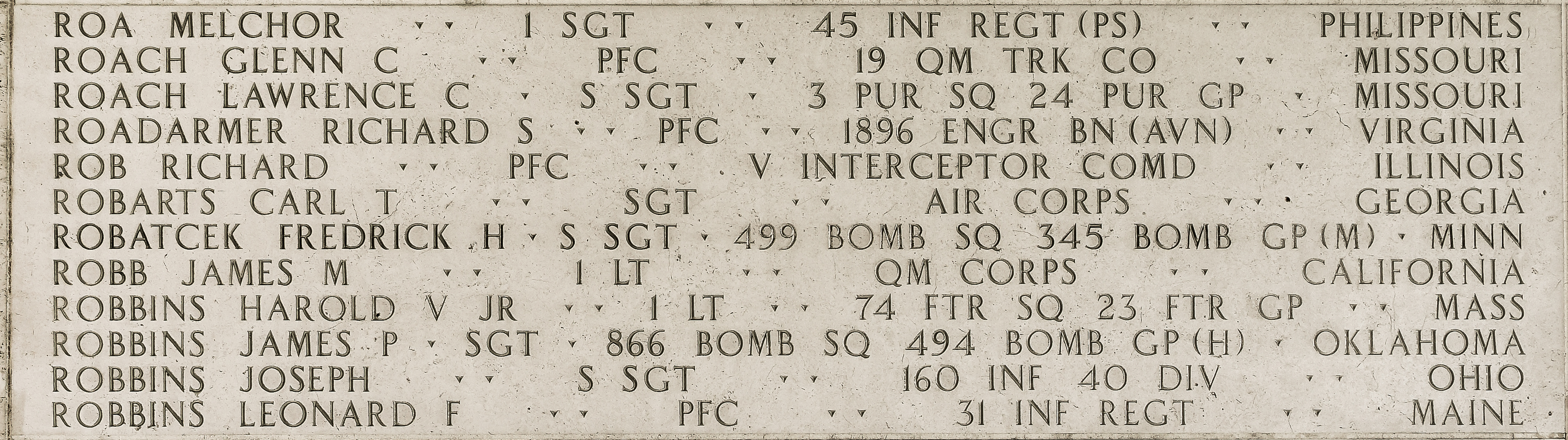 Leonard F. Robbins, Private First Class